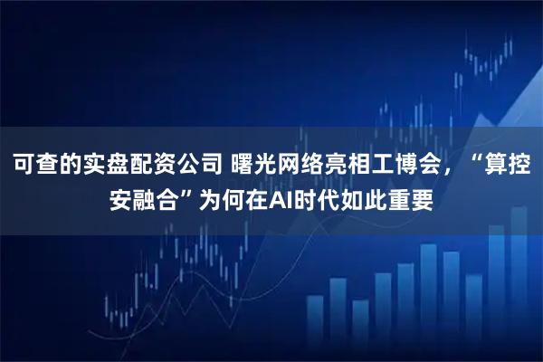 可查的实盘配资公司 曙光网络亮相工博会，“算控安融合”为何在AI时代如此重要